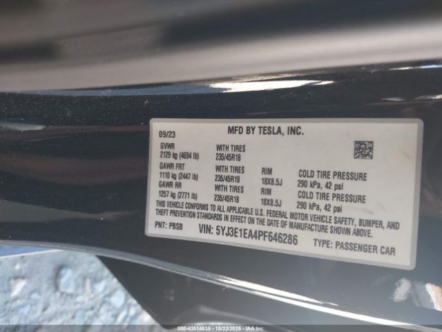 2023 TESLA MODEL 3 5YJ3E1EA4PF646286 Photo 8