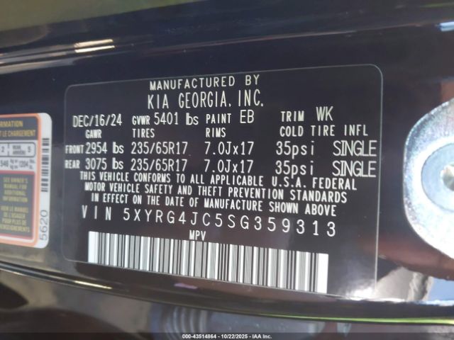 2025 KIA SORENTO 5XYRG4JC5SG359313 Photo 8