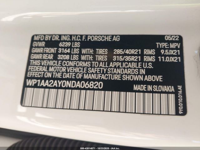 2022 PORSCHE CAYENNE WP1AA2AY0NDA06820 Photo 8
