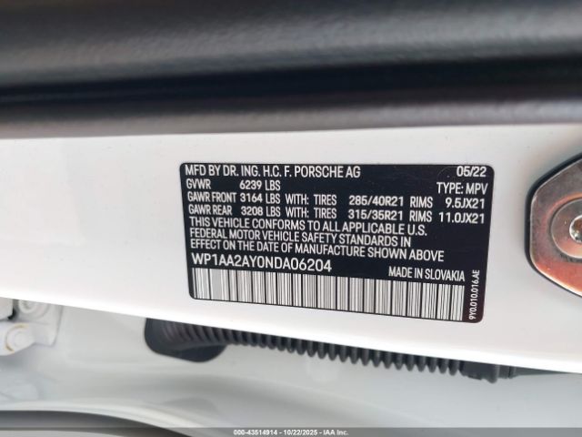 2022 PORSCHE CAYENNE WP1AA2AY0NDA06204 Photo 8