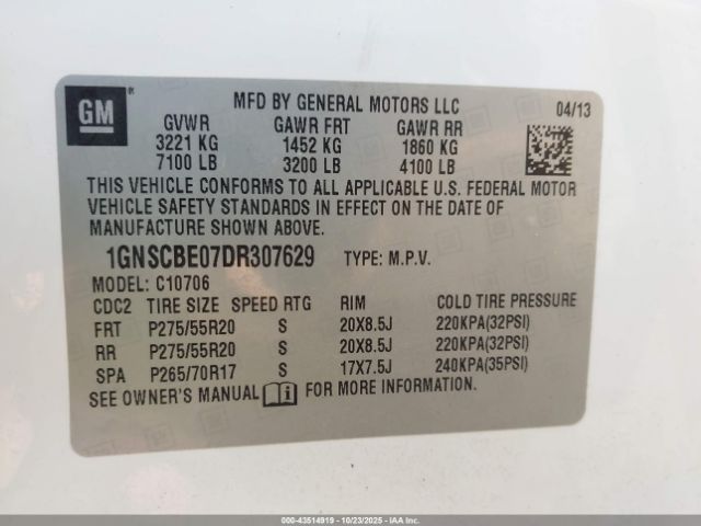 2013 CHEVROLET TAHOE 1GNSCBE07DR307629 Photo 8