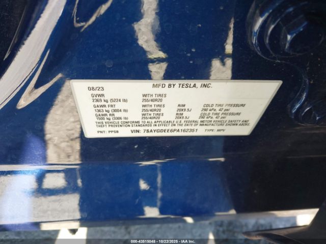 2023 TESLA MODEL Y 7SAYGDEE6PA162351 Photo 8