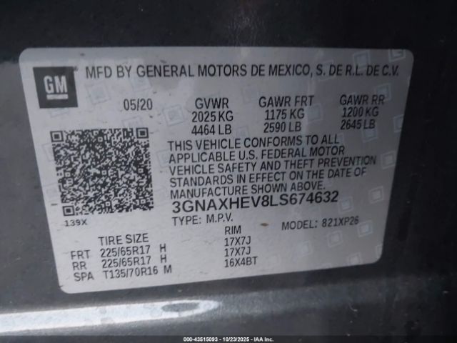 2020 CHEVROLET EQUINOX 3GNAXHEV8LS674632 Photo 8