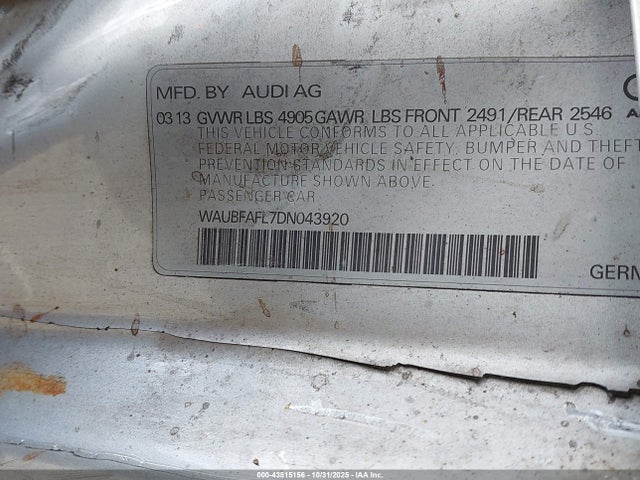 2013 AUDI A4 WAUBFAFL7DN043920 Photo 8