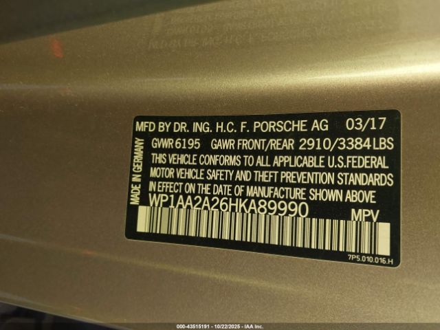 2017 PORSCHE CAYENNE WP1AA2A26HKA89990 Photo 8