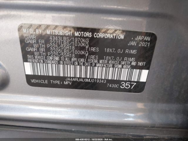 2021 MITSUBISHI OUTLANDER SPORT JA4ARUAU8MU019343 Photo 8