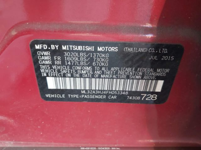 2015 MITSUBISHI MIRAGE ML32A3HJ4FH053348 Photo 8