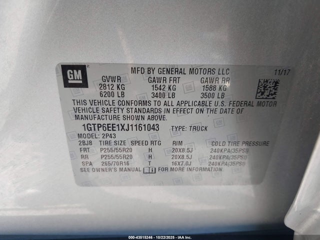 Aukcja sprzedaży 2018 Gmc Canyon Denali, vin: 1GTP6EE1XJ1161043, numer aukcji: 43515246
