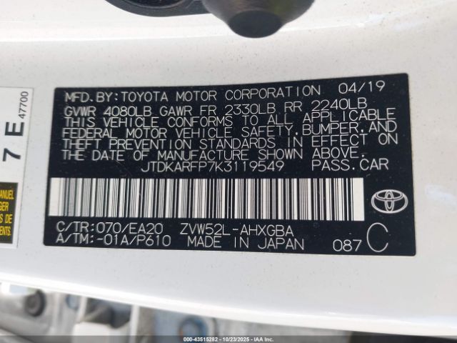 2019 TOYOTA PRIUS PRIME JTDKARFP7K3119549 Photo 8