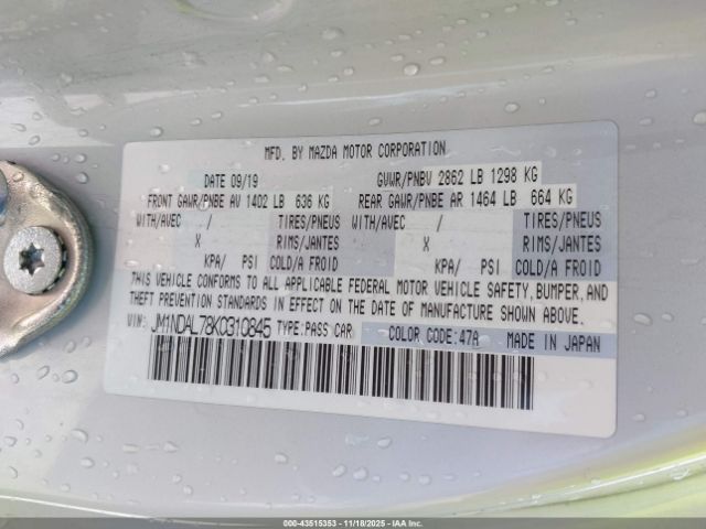 2019 MAZDA MX-5 MIATA RF JM1NDAL78K0310845 Photo 8