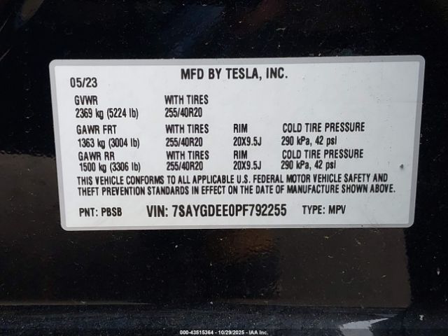 2023 TESLA MODEL Y 7SAYGDEE0PF792255 Photo 8