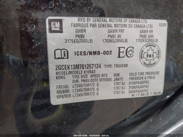 2008 CHEVROLET SILVERADO 1500 2GCEK13M781267124 Photo 8