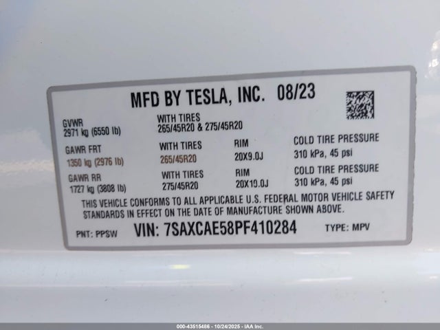 2023 TESLA MODEL X 7SAXCAE58PF410284 Photo 8