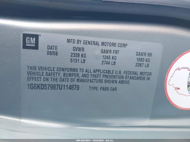 2007 CADILLAC DTS 1G6KD57987U114879 Photo 8