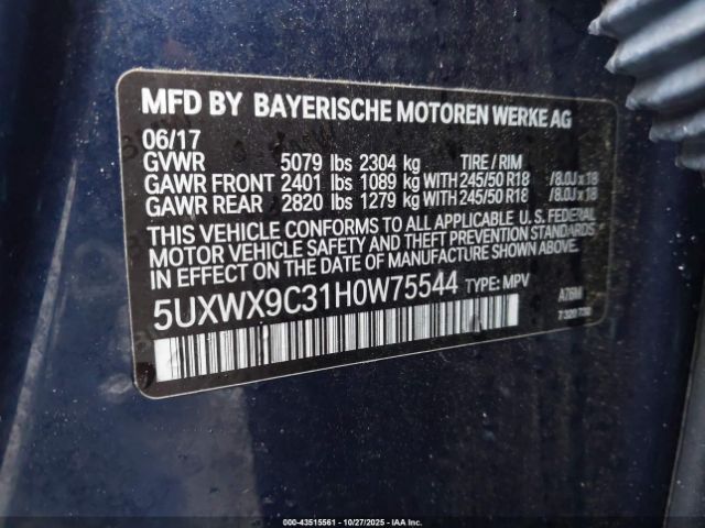 2017 BMW X3 5UXWX9C31H0W75544 Photo 8