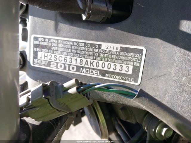 2010 HONDA VFR1200 JH2SC6318AK000333 Photo 9