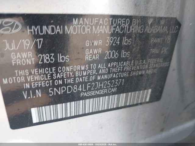 Hyundai mpi nu 2018 5NPD84LF2JH252371 Image 9