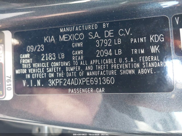 KIA Forte Lxs 2023 3KPF24ADXPE691360 Image 9