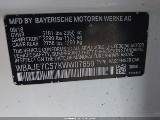 2019 BMW 540I WBAJE7C57KWW07659 Photo 8