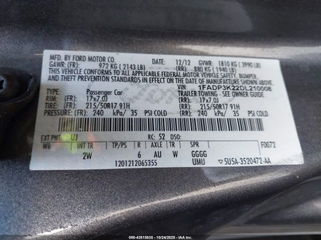 2013 FORD FOCUS 1FADP3K22DL210008 Photo 8