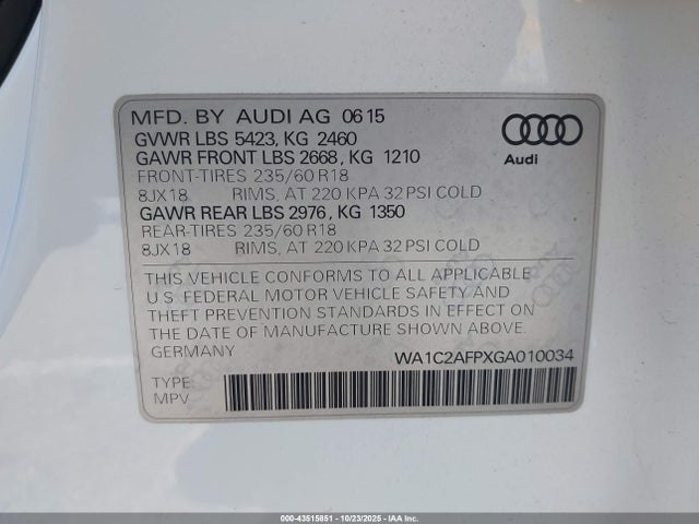 2016 AUDI Q5 WA1C2AFPXGA010034 Photo 8