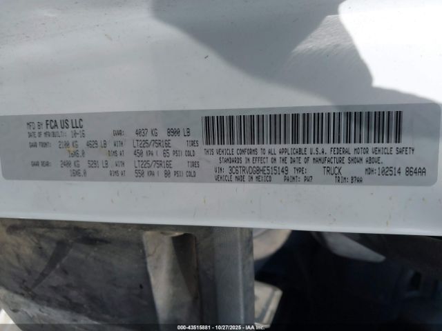 2017 RAM PROMASTER 2500 3C6TRVDG8HE515149 Photo 8