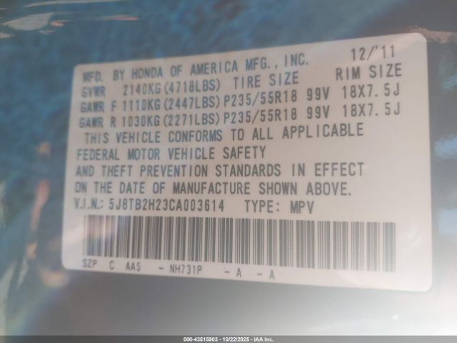 2012 ACURA RDX 5J8TB2H23CA003614 Photo 8