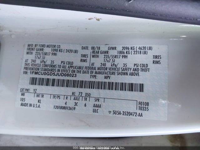 2018 FORD ESCAPE 1FMCU0GD5JUD08023 Photo 8