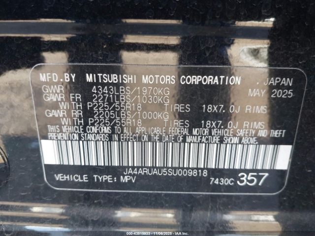 2025 MITSUBISHI OUTLANDER SPORT JA4ARUAU5SU009818 Photo 8