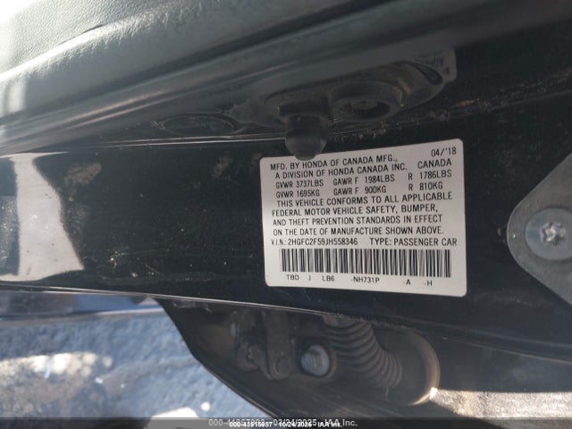 Honda Civic Lx 2018 2HGFC2F59JH558346 Image 9