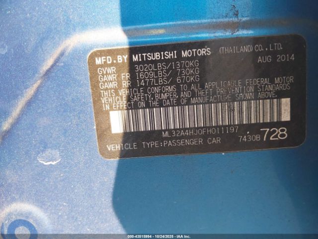 2015 MITSUBISHI MIRAGE ML32A4HJ0FH011197 Photo 8
