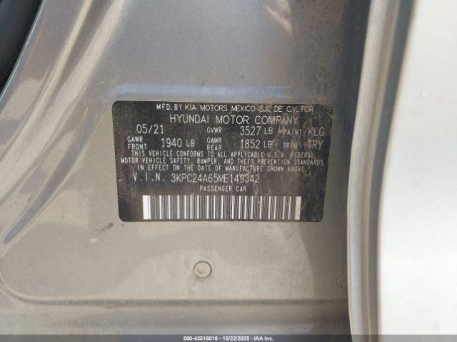 2021 HYUNDAI ACCENT 3KPC24A65ME149342 Photo 8