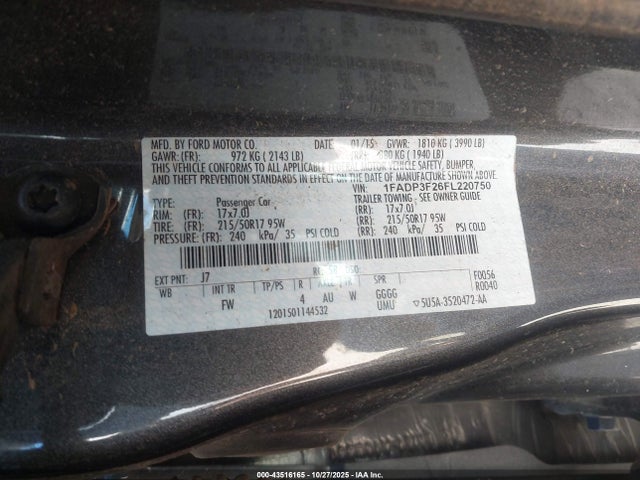Ford FOCUS SE 2015 1FADP3F26FL220750 Image 26