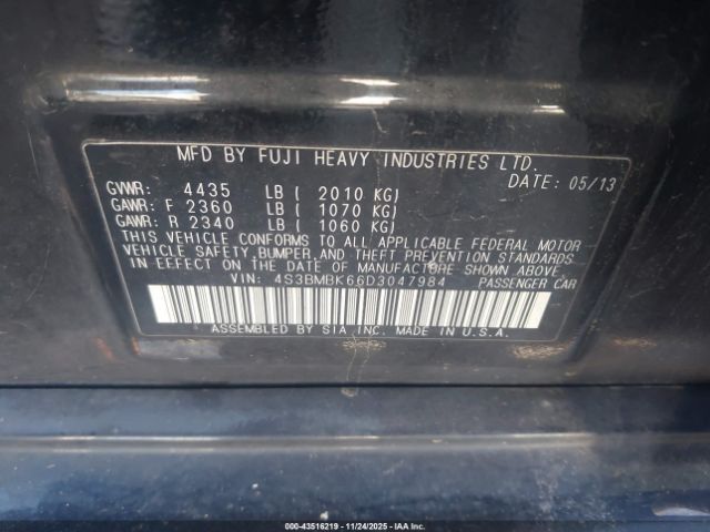2013 SUBARU LEGACY 4S3BMBK66D3047984 Photo 8