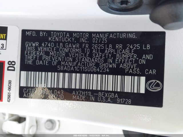 2025 LEXUS ES 300H 58ADA1C11SU064234 Photo 8