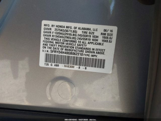 2016 ACURA MDX 5FRYD4H40GB062210 Photo 8