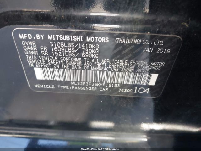 2019 MITSUBISHI MIRAGE G4 ML32F3FJ5KHF12193 Photo 8