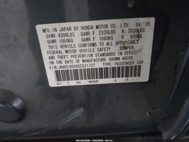 2005 ACURA TSX JH4CL96945C021727 Photo 8