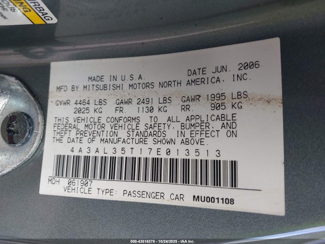 2007 MITSUBISHI ECLIPSE SPYDER 4A3AL35T17E013513 Photo 8