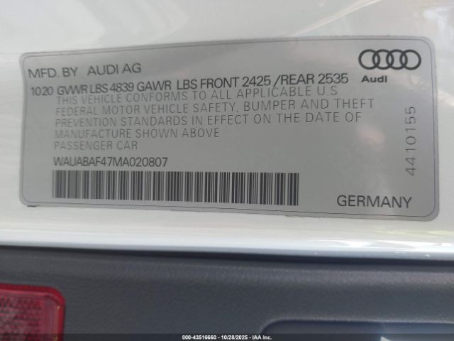 2021 AUDI A4 WAUABAF47MA020807 Photo 8