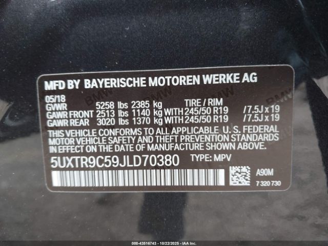 2018 BMW X3 5UXTR9C59JLD70380 Photo 8