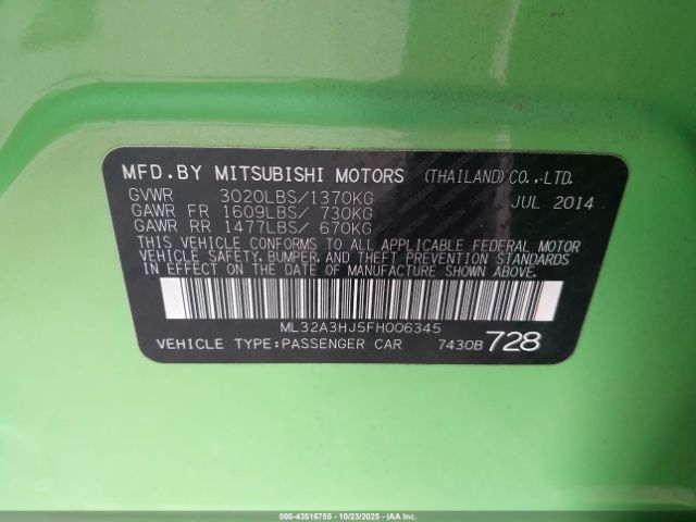 2015 MITSUBISHI MIRAGE ML32A3HJ5FH006345 Photo 8