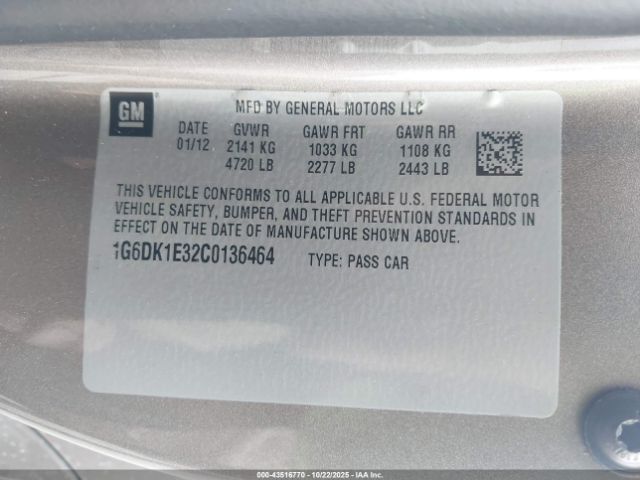 2012 CADILLAC CTS 1G6DK1E32C0136464 Photo 8