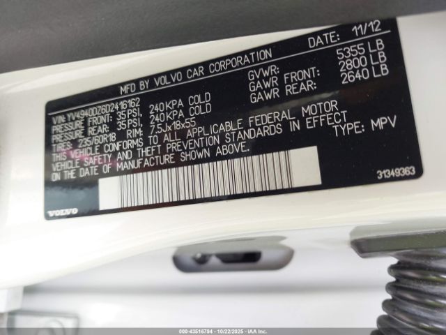 2013 VOLVO XC60 YV4940DZ6D2416162 Photo 8