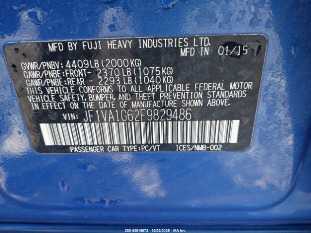 2015 SUBARU WRX JF1VA1G62F9829486 Photo 8