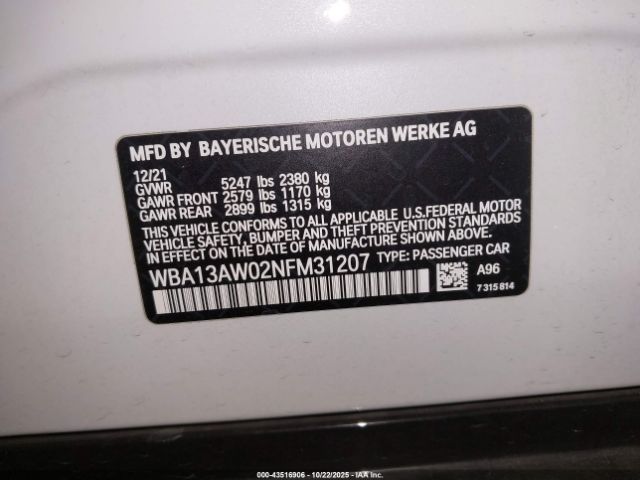2022 BMW M440I GRAN COUPE WBA13AW02NFM31207 Photo 8