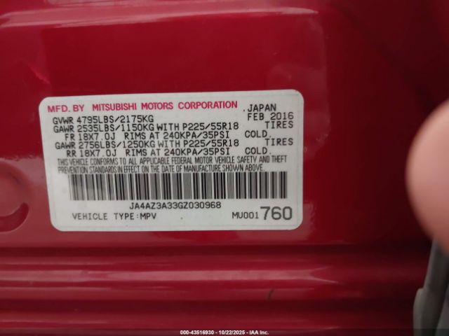 2016 MITSUBISHI OUTLANDER JA4AZ3A33GZ030968 Photo 8