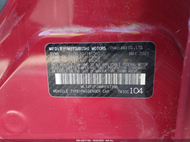 2021 MITSUBISHI MIRAGE G4 ML32FUFJ4MHF07396 Photo 8