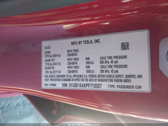 2023 TESLA MODEL 3 5YJ3E1EAXPF713327 Photo 8