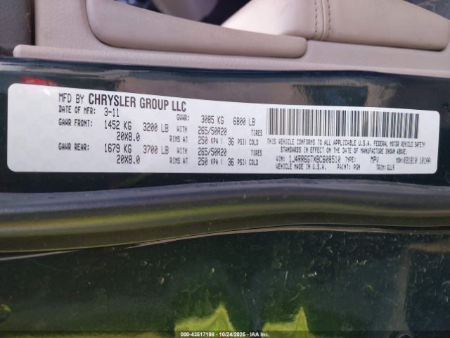 2011 JEEP GRAND CHEROKEE 1J4RR6GTXBC608510 Photo 8